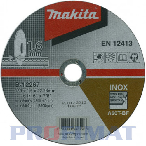 Rezný kotúč na nehr. oceľ 180x1,6x22 Makita E-13758